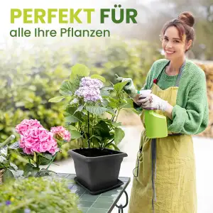 2friends Pflanzkübel Groß 48x48 cm 2er Set Anthrazit, Blumenkübel XXL Außen Gart