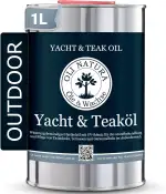 OLI-NATURA Yacht & Teaköl - Holzöl für Außen - 1 Liter, Teak - Premium Leinöl mit Schutz vor UV-Strahlung, Verwitterung, Versprödung & Vergrauung - Geeignet für fast alle Holzarten