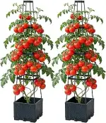 Tomatentopf mit Rankhilfe, 2 Pack Selbstbewässerung Tomatentopf mit Wasserspeicher, Höhenverstell...