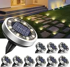 btfarm 10 Stück Solar Bodenleuchten Aussen, 8 LED Gartenbeleuchtung Solar Wasser