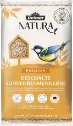 Dehner Natura Premium Wildvogelfutter, Sonnenblumenkerne schalenfrei, Ganzjahresfutter proteinreich / energiereich, hochwertiges Vogelfutter für Wildvögel, 1 kg