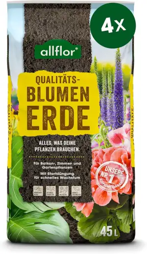 Allflor Blumenerde 4 x 45 L I gebrauchsfertige Universalerde I hochwertige Erde 