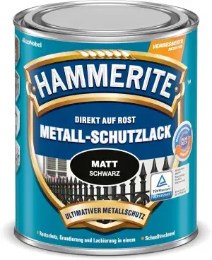 Hammerite Metallschutzlack Matt, 3in1- Rostschutz, Schwarz, 750 ml