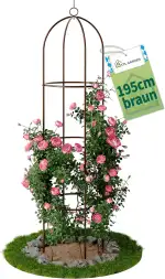TTL Garden Obelisk Rankhilfe XL 195x40cm braun - Rosen Rankgitter Metall rostfrei für Kletterpfla...