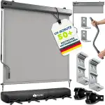 tillvex® Senkrechtmarkise 200 x 250 cm für Außen- und Innenbereich mit Regencover | Außenrollo wasserfest mit Handkurbel für Balkon, Terrasse & Garten | Balkonrollo Sonnenschutz Sichtschutz Aluminium