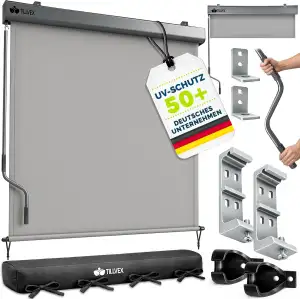 tillvex® Senkrechtmarkise 200 x 250 cm für Außen- und Innenbereich mit Regencove