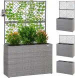 CASARIAŽ Blumenkasten Rankgitter 3 Innentöpfe Polyrattangeflecht Rankhilfe Blumentopf Rattanoptik...