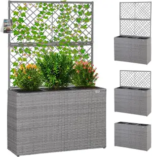CASARIAŽ Blumenkasten Rankgitter 3 Innentöpfe Polyrattangeflecht Rankhilfe Blume