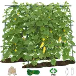 163x163cm Gurken Rankhilfe Set, U-förmiges Rankgitter Gemüse Kürbis Hochbeet, Wetterfestes Pflanzenstütze Set für Garten & Hochbeet Stabiles Spalier für Erbsen & Kletterpflanzen, inkl. Netz & Zubehör