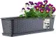 KADAX Blumenkasten 60 cm Grafit mit Untersetzer, Rattan-Optik – Pflanzkübel für Balkon oder Terra...