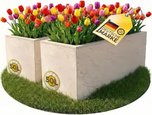 Ondis24 2X Pflanzkübel Vulkano, je 50L Pflanzvolumen, rechteckig, Blumenkasten m