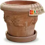 Teramico Pflanzgefäß Blumentopf Italienisches Terracotta Conca LIMONI mit Teller/Untersetzer für ...
