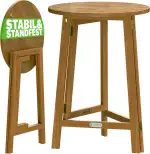 Casaria® Stehtisch Holz Klappbar 110cm Hoch 80 cm Rund Akazie Rustikal Indoor Outdoor Bistrotisch Biertisch Gartentisch Klapptisch Partytisch Bartisch