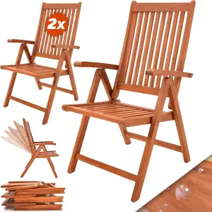 Casaria® 2er Set Gartenstuhl Balkonstuhl Holz FSC®-Zertifiziert Eukalyptus Klapp