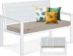 KESSER® Gartenbank mit Kissen – Sitzbank Wetterfest 2-Sitzer Parkbank in Holzoptik Balkonbank für...