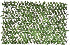 UNUS Rankgitter mit Blättern, Sichtschutz aus Weidenholz, verstellbar, maximal 1