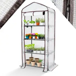 Arebos Premium Foliengewächshaus Gewächshaus mit 4 Etagen - 70 x 50 x 158 cm Tre