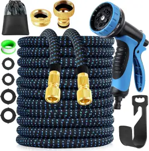 Gartenschlauch Flexibel - 15M Wasserschlauch Flexibel mit Verbinder aus Messing,