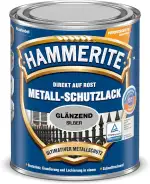 Hammerite Metallschutzlack Glänzend, 3in1- Rostschutz, Silber, 250 ml