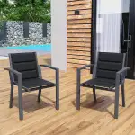 TRIUMPHKEY Gartenstühle Stapelbar, 2er Set Aluminium Gartenstuhl mit Armlehnen, Garten Stapelstüh...