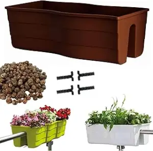 Geländerkasten 58x29x20 cm | Balkonkasten für Balkongeländer mit Blähton für Drainage und Luftzir...