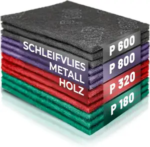 S&R Schleifvlies-Pads – 12er Set Schleifvliesmatten, Schleiffleece für Metall, H