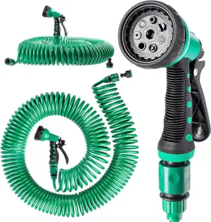 KADAX Spiralschlauch 30 Meter, flexibler Gartenschlauch, Schlauch mit Sprühdüse 