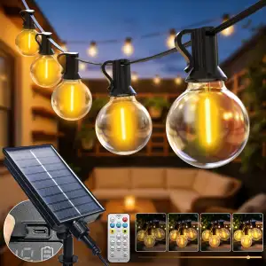 btfarm Solar Lichterkette Aussen mit Fernbedienung, 20M 25+2LED Lichterkette Außen Solar, G40 Glü...