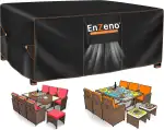 Enzeno Gartenmöbel Abdeckung Wasserdicht,180x120x74cm,Winterfest Abdeckplane Gartenmöbel,420D Oxford Gewebe Abdeckhaube Gartentisch Rechteckig,Schutzhülle Tisch für Gartentisch Sitzgruppe
