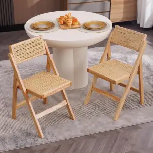 Ya-Home 2er Set Esszimmerstühle Holz Klappstühle Rattan klappbar Küchenstühle oh