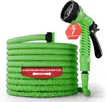 Flexibler Gartenschlauch [7,5m lang, grün] inkl. Brause und Adapter 1/2 Zoll & 3/4 Zoll“ dehnbarer Wasserschlauch
