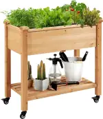 Yaheetech Hochbeet mit Rollen & Ablageboden, Pflanzkasten Pflanztrog Blumenkübel Kräuterbeet aus ...
