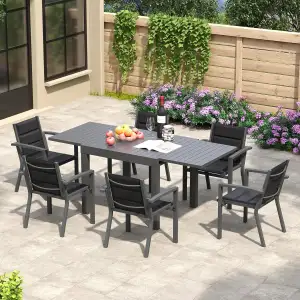 TRIUMPHKEY Gartenmöbel Set 4 Personen, Balkonmöbel mit Aluminium, 4 Stapelstühle