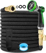 Dehnbarer Gartenschlauch 6M 20FT, ultraleichter flexibler Wasserschlauch mit 10-Sprühdüse, Absperrventil & 3/4" massive Messinganschlüsse, haltbarer knickfreier Gartenschlauch
