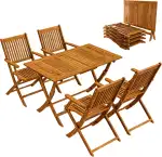 Casaria® Gartenmöbel Set Wetterfest Klappbar Akazie 5-TLG. FSC®-Zertifiziert Holz Armlehne 160kg ...