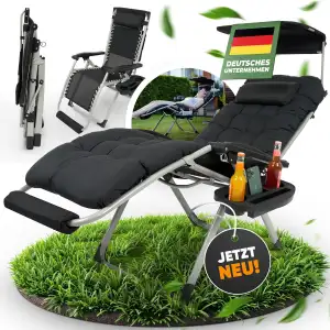 NatureLiving® Sonnenliege Liegestuhl klappbar- Robust, Faltbar & Wetterfest - Gartenliege mit Son...