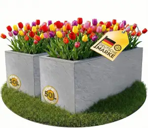 Ondis24 2X Pflanzkübel Vulkano, je 50L Pflanzvolumen, rechteckig, Blumenkasten m