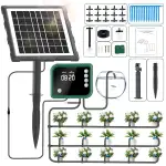 Solar Bewässerungssystem für Balkon Pflanzen mit LCD-Display,350 Automatische BewäSserung Timer Modi,Automatische Tropfbewässerung für 15 Pflanzen mit 15M Schlauch,3W Automatische Bewässerun