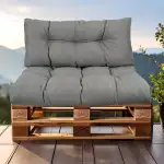 Palettenkissen, Kissen für Europaletten, FÜLLPRO+ Füllung, Wetterfest Palettenpolster (2-teiliges Set - 1x Rückenkissen 120x40cm + 1x Sitzkissen 120x80cm - Dunkelgrau Wasserfest)