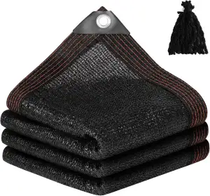 Schattierungsnetz, Schattiernetz mit Ösen, 90% Beschattung UV-Beständiges, Dick Schattiernetz Sonnensegel, Atmungsaktiv Beschattungsnetz für Gewächshaus, Garten, Außen, Dach(Schwarz, 2 x 3m)
