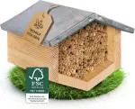 BEESI Premium Bienenhotel mit Metalldach & Schilf-Röhrchen – FSC®-Zertifiziertes Insektenhaus für...