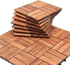 Holzfliesen 33er| 30 × 30cm| 3 m² pro bodenfliesen| Outdoor & Indoor Bodenbelag Balkon mit Draina...