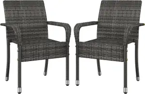 Yaheetech 2er Set Polyrattan Gartenstühle Stapelbar, Rattanstühle Stapelstuhl mi
