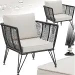 tectake® 2er Set Lounge Sessel, Rattan Sessel, Loungesessel, Gartenmöbel Set, Balkon Möbel, Outdoor Möbel, Lounge Gartenmöbel, Gartenstühle, Balkonmöbel Kleiner Balkon, Wintergarten