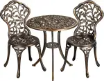 Yaheetech 3 Pieces Garden Furniture Set 2 Chairs & 1 Table Metal Bistro Set Seating Area Garden S...