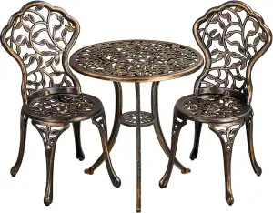 Yaheetech 3 Pieces Garden Furniture Set 2 Chairs & 1 Table Metal Bistro Set Seat