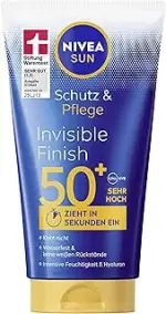 NIVEA SUN Schutz & Pflege Invisible Finish LSF 50+, wasserfester Sonnenschutz mit Hyaluron, schne...