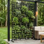 UISEBRT Paravent Outdoor wetterfest mit Ständer,Freistehend Trennwand sichtschutz aus Metall,Raum...