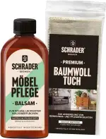 SCHRADER Möbel Pflege Balsam Set - Pflegemittel für lackierte Holzoberflächen mit Poliertuch - 2-...