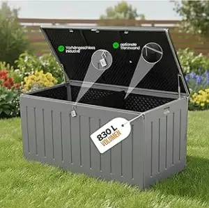 Aufbewahrungsbox XXL 830L Gartenbox Mit Deckel Groß, Auflagenbox Wasserdicht Kis